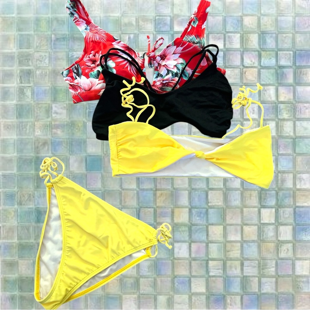 Colorful Bikini Set - Red, Black, Yellow